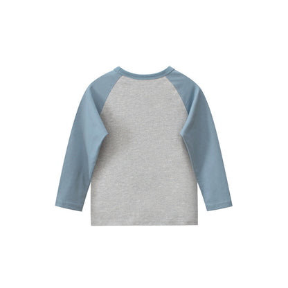 MyKids-USA® Baby Boys Letters Print Color Patchwork Long Sleeves Crew Neck Base Top Shirt