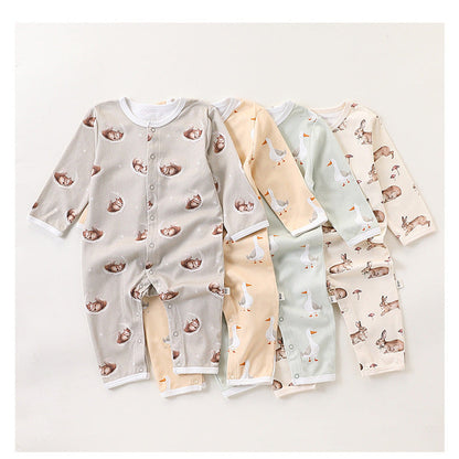 MyKids-USA® Baby Unisex Simple Animals Cartoon Pattern Long Sleeves Rompers