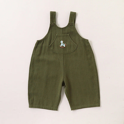 MyKids-USA® Baby Unisex Cute Rabbit Print Turn-down Collar Top and Embroidered Overalls
