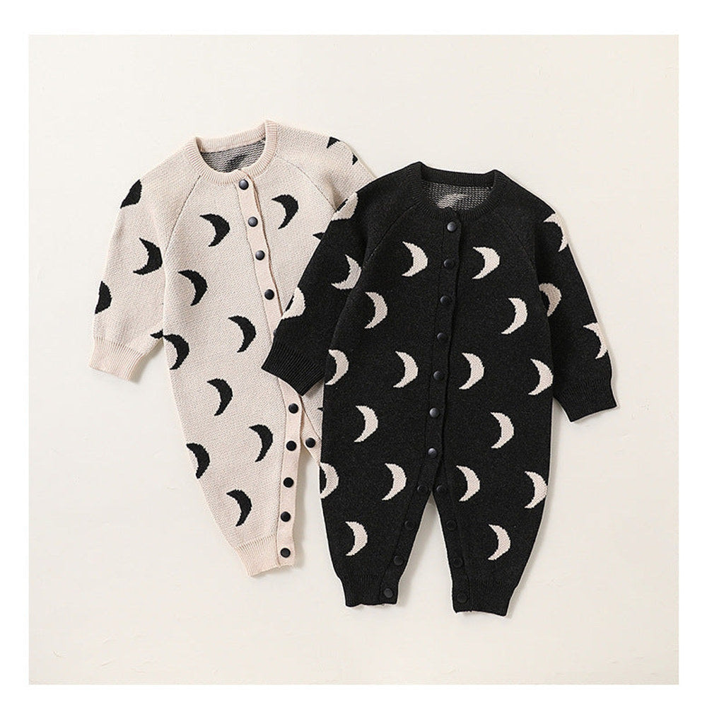 MyKids-USA® Baby Unisex Simple Moon Pattern Knitted Long Sleeves Rompers/Cardigan