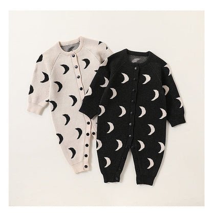 MyKids-USA® Baby Unisex Simple Moon Pattern Knitted Long Sleeves Rompers/Cardigan