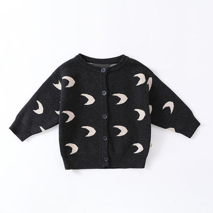 MyKids-USA® Baby Unisex Simple Moon Pattern Knitted Long Sleeves Rompers/Cardigan