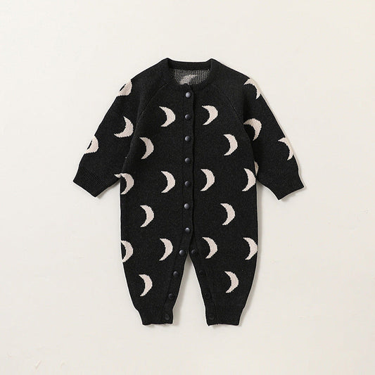 MyKids-USA® Baby Unisex Simple Moon Pattern Knitted Long Sleeves Rompers/Cardigan