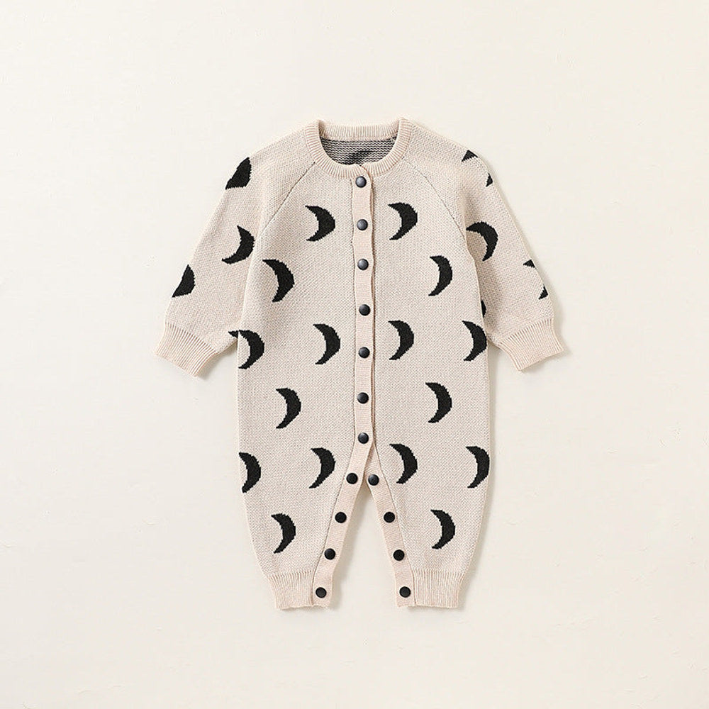 MyKids-USA® Baby Unisex Simple Moon Pattern Knitted Long Sleeves Rompers/Cardigan
