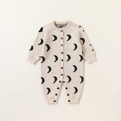 MyKids-USA® Baby Unisex Simple Moon Pattern Knitted Long Sleeves Rompers/Cardigan