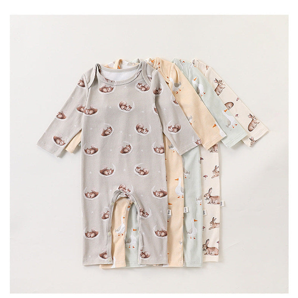 MyKids-USA® Baby Unisex Simple Animals Cartoon Pattern Long Sleeves Rompers