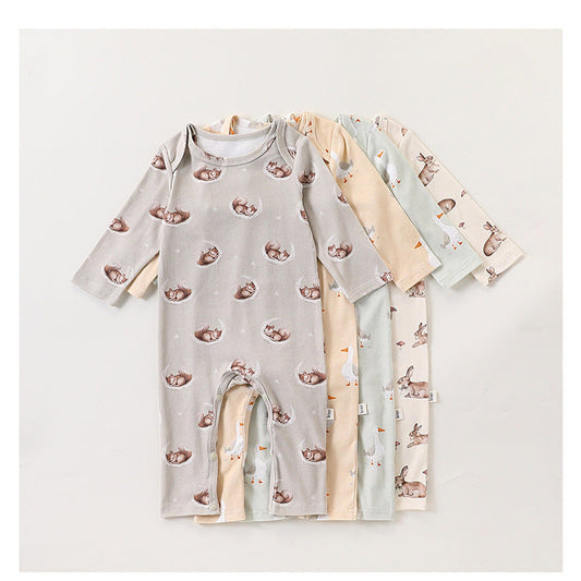 MyKids-USA® Baby Unisex Simple Animals Cartoon Pattern Long Sleeves Rompers