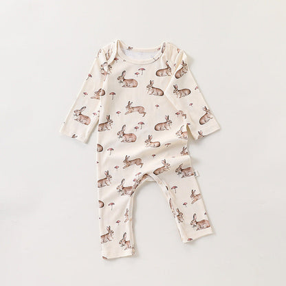 MyKids-USA® Baby Unisex Simple Animals Cartoon Pattern Long Sleeves Rompers
