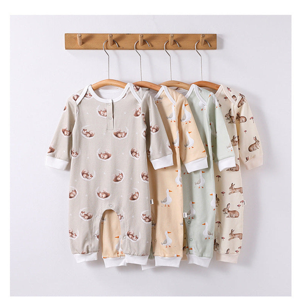 MyKids-USA® Baby Unisex Simple Animals Cartoon Pattern Long Sleeves Rompers