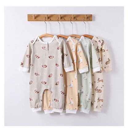 MyKids-USA® Baby Unisex Simple Animals Cartoon Pattern Long Sleeves Rompers