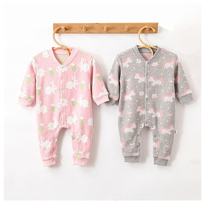 MyKids-USA® Baby Girls Simple Animals Cartoon Pattern Long Sleeves Rompers