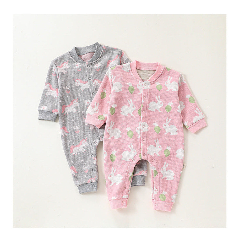 MyKids-USA® Baby Girls Simple Animals Cartoon Pattern Long Sleeves Rompers