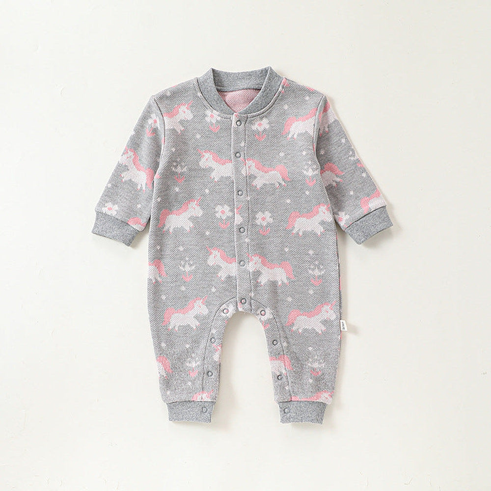 MyKids-USA® Baby Girls Simple Animals Cartoon Pattern Long Sleeves Rompers