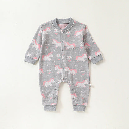MyKids-USA® Baby Girls Simple Animals Cartoon Pattern Long Sleeves Rompers