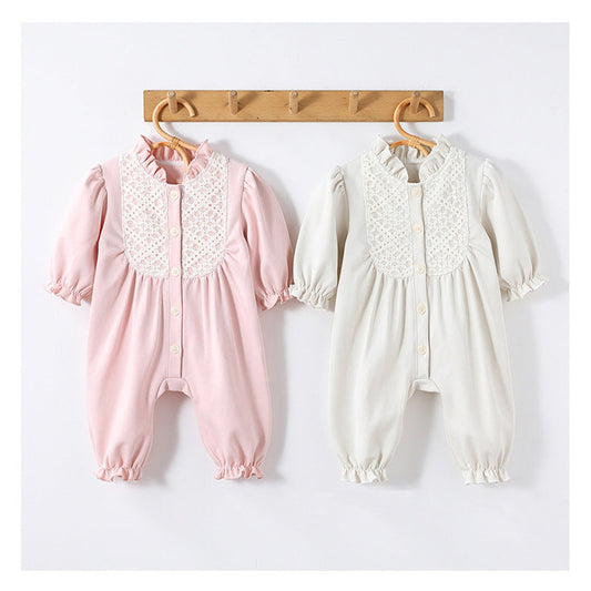 MyKids-USA® Autumn and Spring Arrival Baby Simple Embroidery Pattern Long Sleeves Rompers