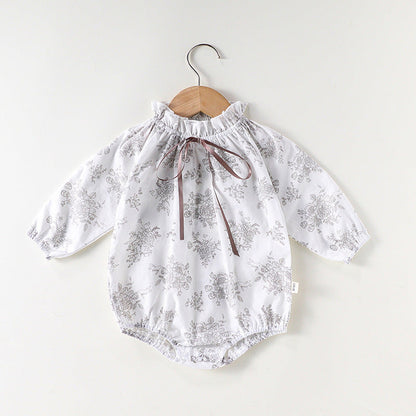 MyKids-USA® Baby Girls Long Sleeves Floral Print Simple Plain bodysuit