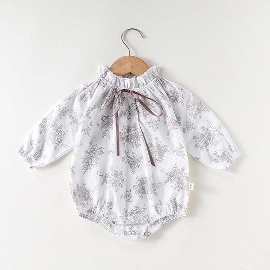 MyKids-USA® Baby Girls Long Sleeves Floral Print Simple Plain bodysuit
