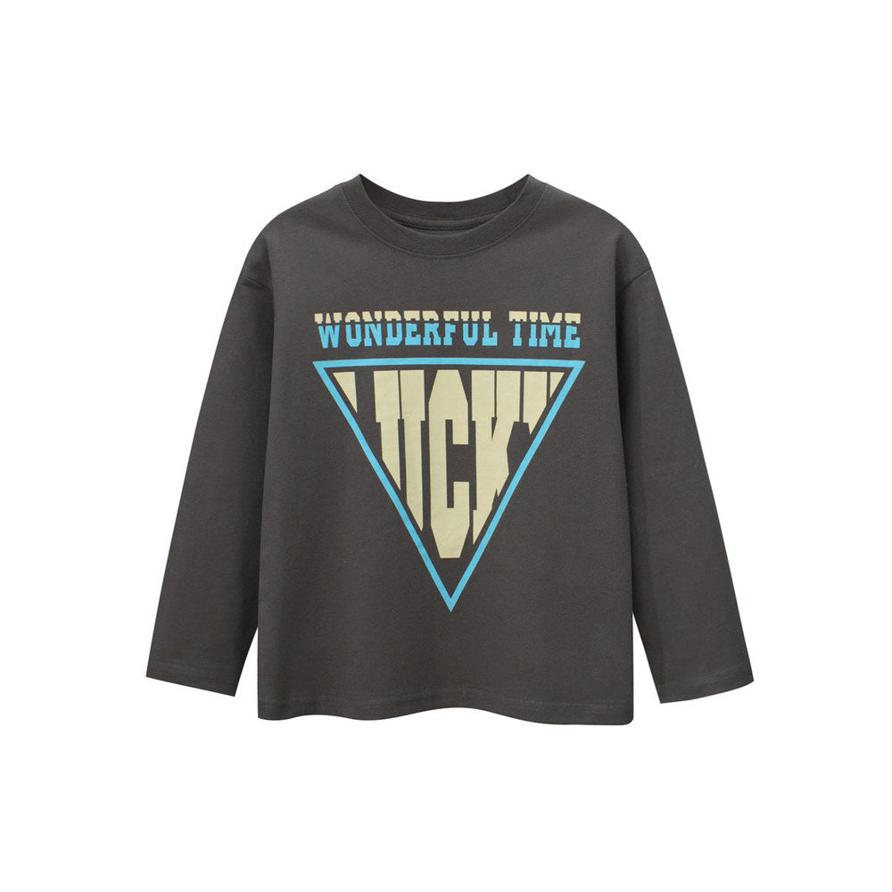 MyKids-USA® Kids Boys Letters Print Crew Neck Long Sleeves Shirt