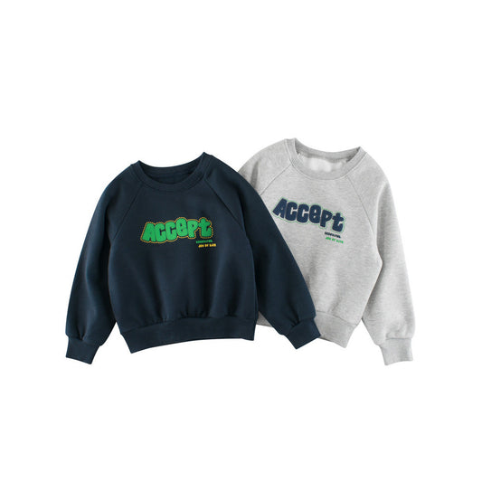 MyKids-USA® Baby Kids Boys Letters Pattern Color Patchwork Long Sleeves Crew Neck Top Pullover