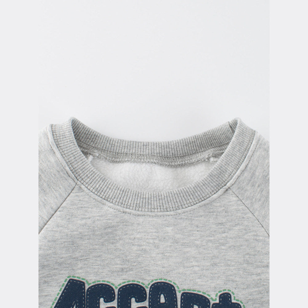 MyKids-USA® Baby Kids Boys Letters Pattern Color Patchwork Long Sleeves Crew Neck Top Pullover