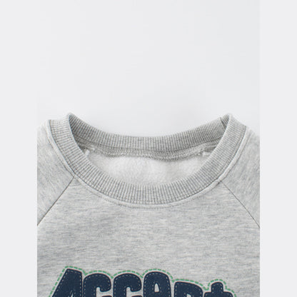 MyKids-USA® Baby Kids Boys Letters Pattern Color Patchwork Long Sleeves Crew Neck Top Pullover