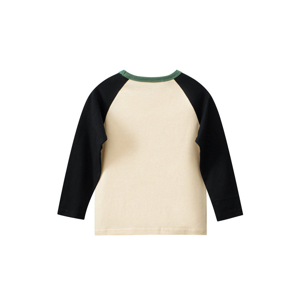MyKids-USA® Baby Boys Letters Print Color Patchwork Long Sleeves Crew Neck Base Top Shirt