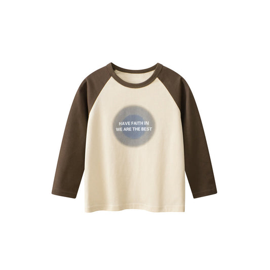 MyKids-USA® Baby Boys Letters Print Color Patchwork Long Sleeves Crew Neck Base Top Shirt