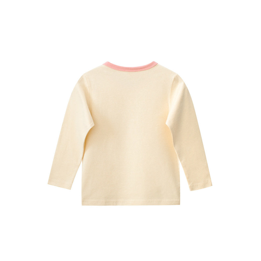 MyKids-USA® Kids Girls Teddy Print Crew Neck Long Sleeves Color Patchwork Shirt
