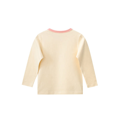 MyKids-USA® Kids Girls Teddy Print Crew Neck Long Sleeves Color Patchwork Shirt
