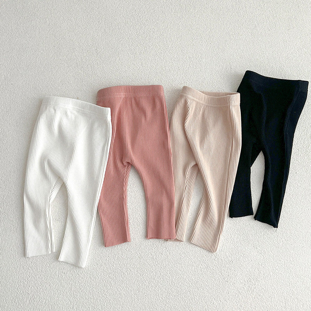 Children’s Autumn Unisex Solid Color Knitted Breathable Pants – Home Kids Pajamas Trousers Sets
