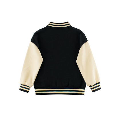 MyKids-USA® Boys and Girls Letters Pattern Contrast Design Single Breasted Baseball Coat