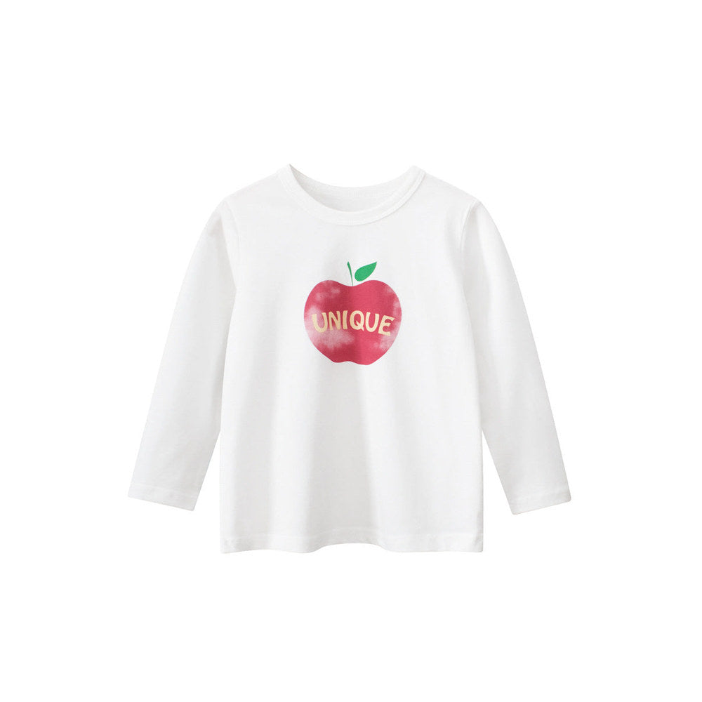 MyKids-USA® Kids Girls Unique Apple Print Crew Neck Long Sleeves Shirt