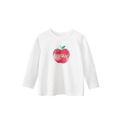 MyKids-USA® Kids Girls Unique Apple Print Crew Neck Long Sleeves Shirt