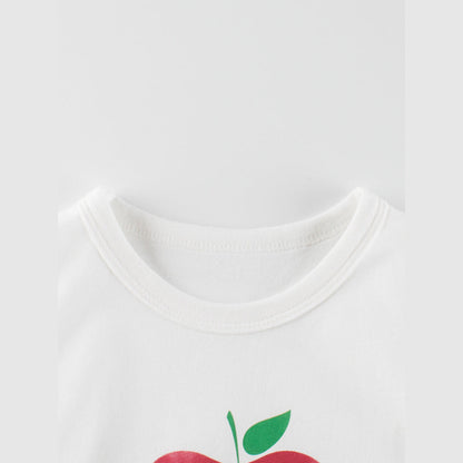 MyKids-USA® Kids Girls Unique Apple Print Crew Neck Long Sleeves Shirt