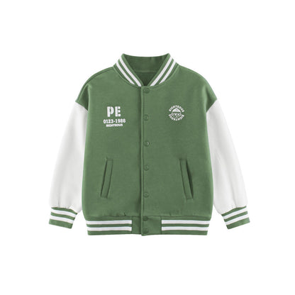 MyKids-USA® Boys and Girls Letters Pattern Contrast Design Single Breasted Baseball Coat