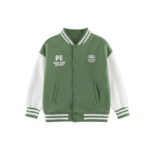 MyKids-USA® Boys and Girls Letters Pattern Contrast Design Single Breasted Baseball Coat