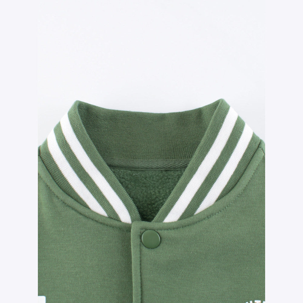 MyKids-USA® Boys and Girls Letters Pattern Contrast Design Single Breasted Baseball Coat