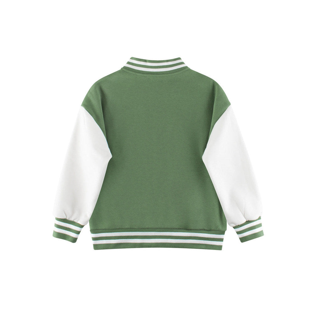MyKids-USA® Boys and Girls Letters Pattern Contrast Design Single Breasted Baseball Coat