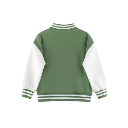MyKids-USA® Boys and Girls Letters Pattern Contrast Design Single Breasted Baseball Coat