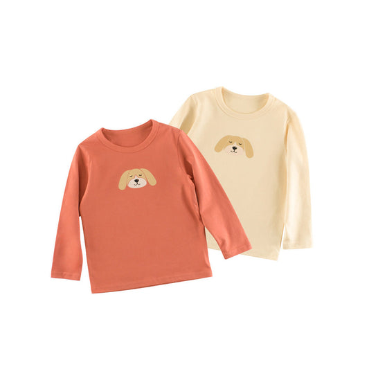 MyKids-USA® Kids Girls Cute Puppy Print Crew Neck Long Sleeves Shirt