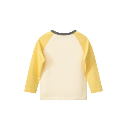 MyKids-USA® Kids Girls Cartoon Print Crew Neck Long Sleeves Color Patchwork Shirt