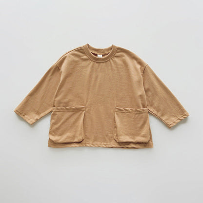 MyKids-USA® Baby Kids Unisex Comfortable Solid Color Pocketed Long Sleeves Top