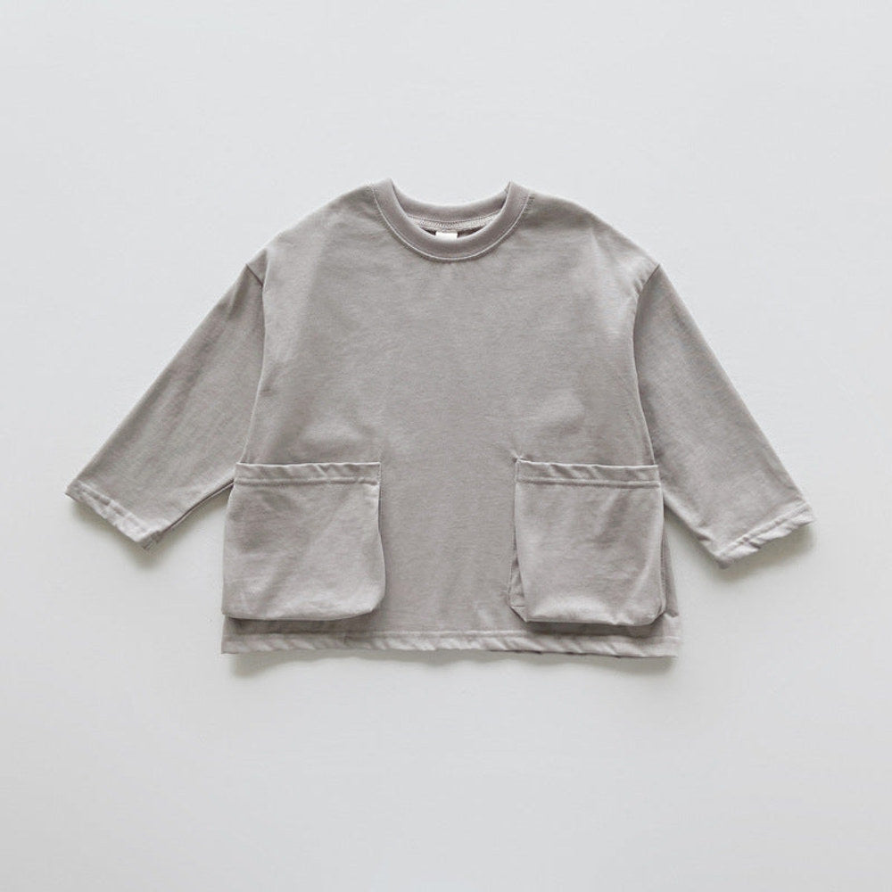 MyKids-USA® Baby Kids Unisex Comfortable Solid Color Pocketed Long Sleeves Top