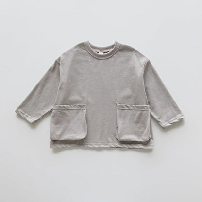 MyKids-USA® Baby Kids Unisex Comfortable Solid Color Pocketed Long Sleeves Top