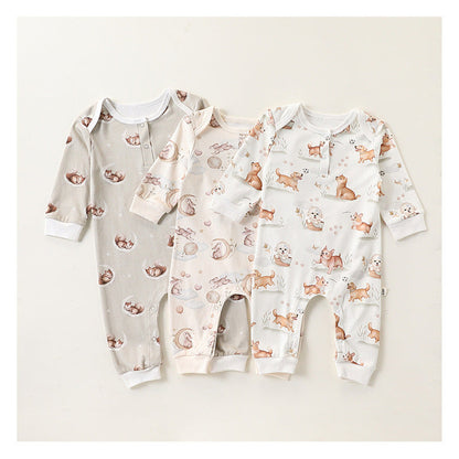 MyKids-USA® Baby Unisex Simple Animals Pattern Long Sleeves Rompers