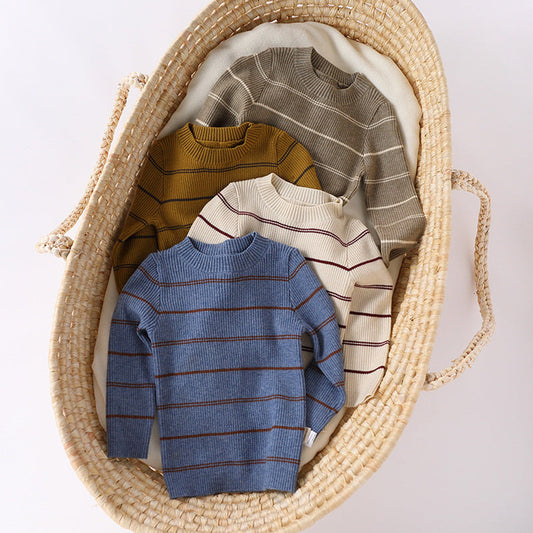 MyKids-USA® Kids Unisex Soft Comfortable Knitted Long Sleeves Striped Top Casual Sweater