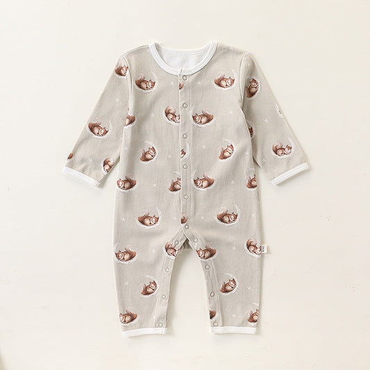 MyKids-USA® Autumn and Spring Arrival Baby Unisex Simple Animals Pattern Long Sleeves Rompers