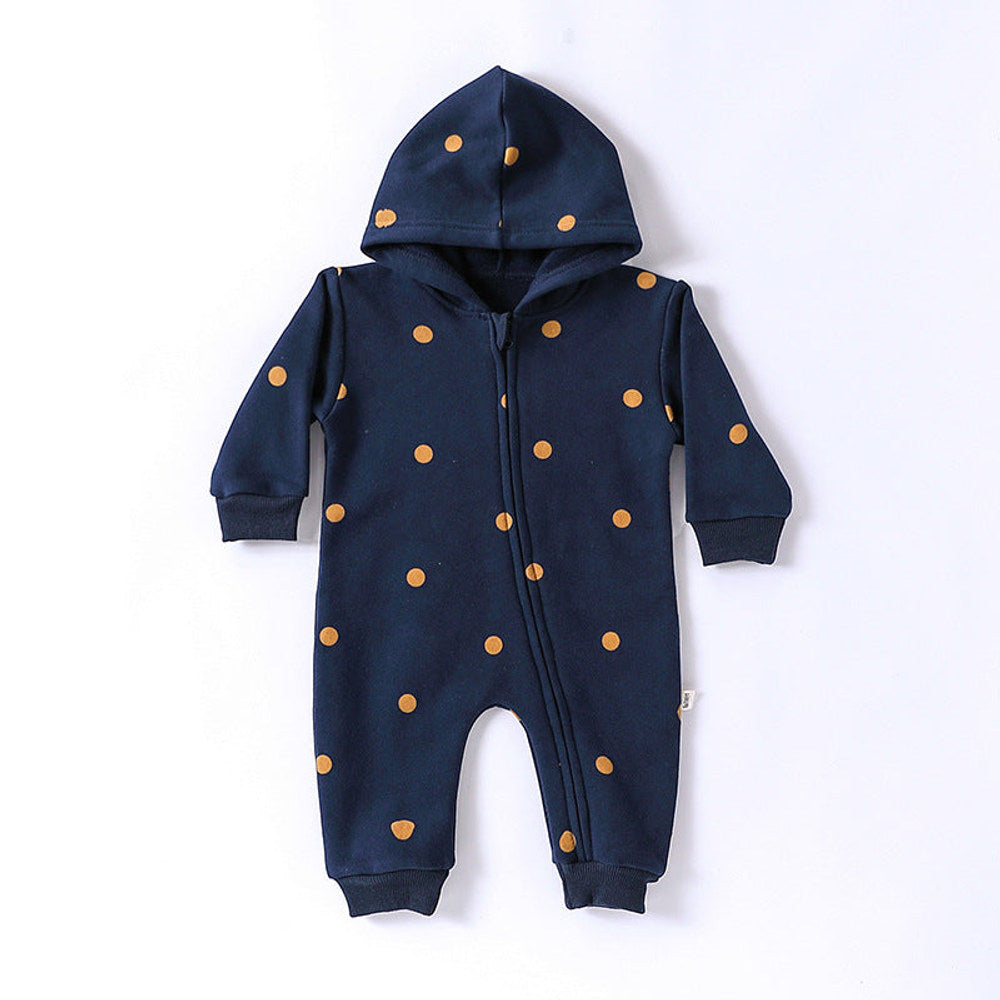 MyKids-USA® Baby Unisex Simple Zip-up Long Sleeves Hooded Thick Rompers