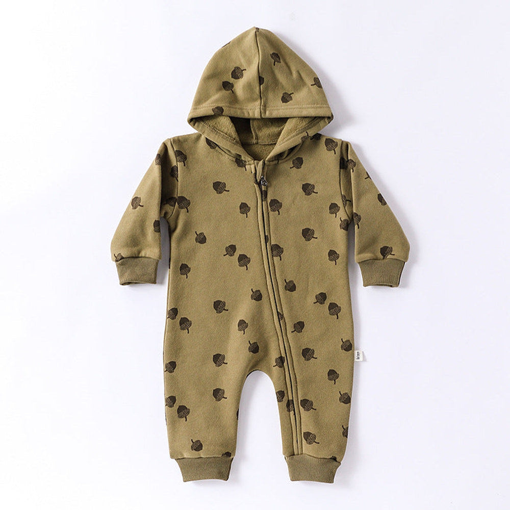 MyKids-USA® Baby Unisex Simple Zip-up Long Sleeves Hooded Thick Rompers
