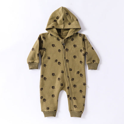 MyKids-USA® Baby Unisex Simple Zip-up Long Sleeves Hooded Thick Rompers